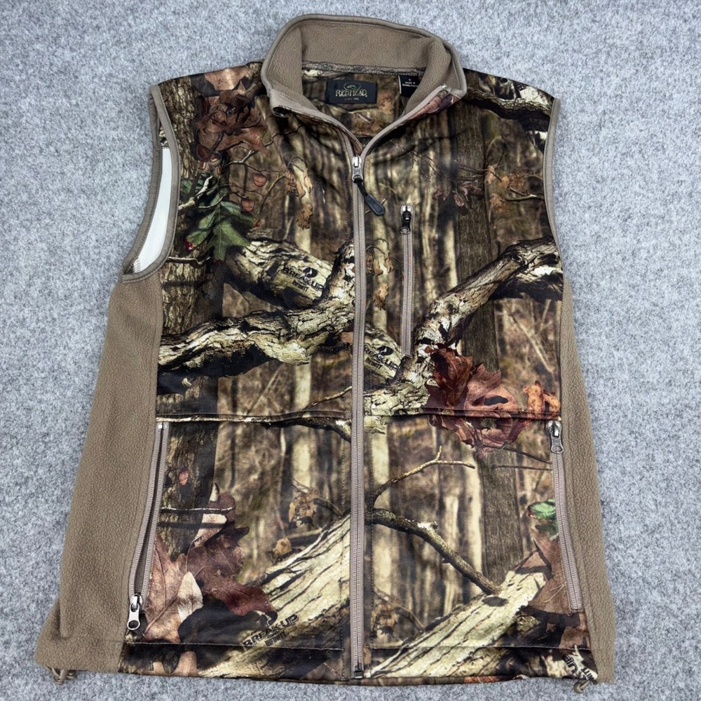 RedHead Camo Fleece Vest Mens Small Brown Mossy Oak Break-Up Infinity Hunting